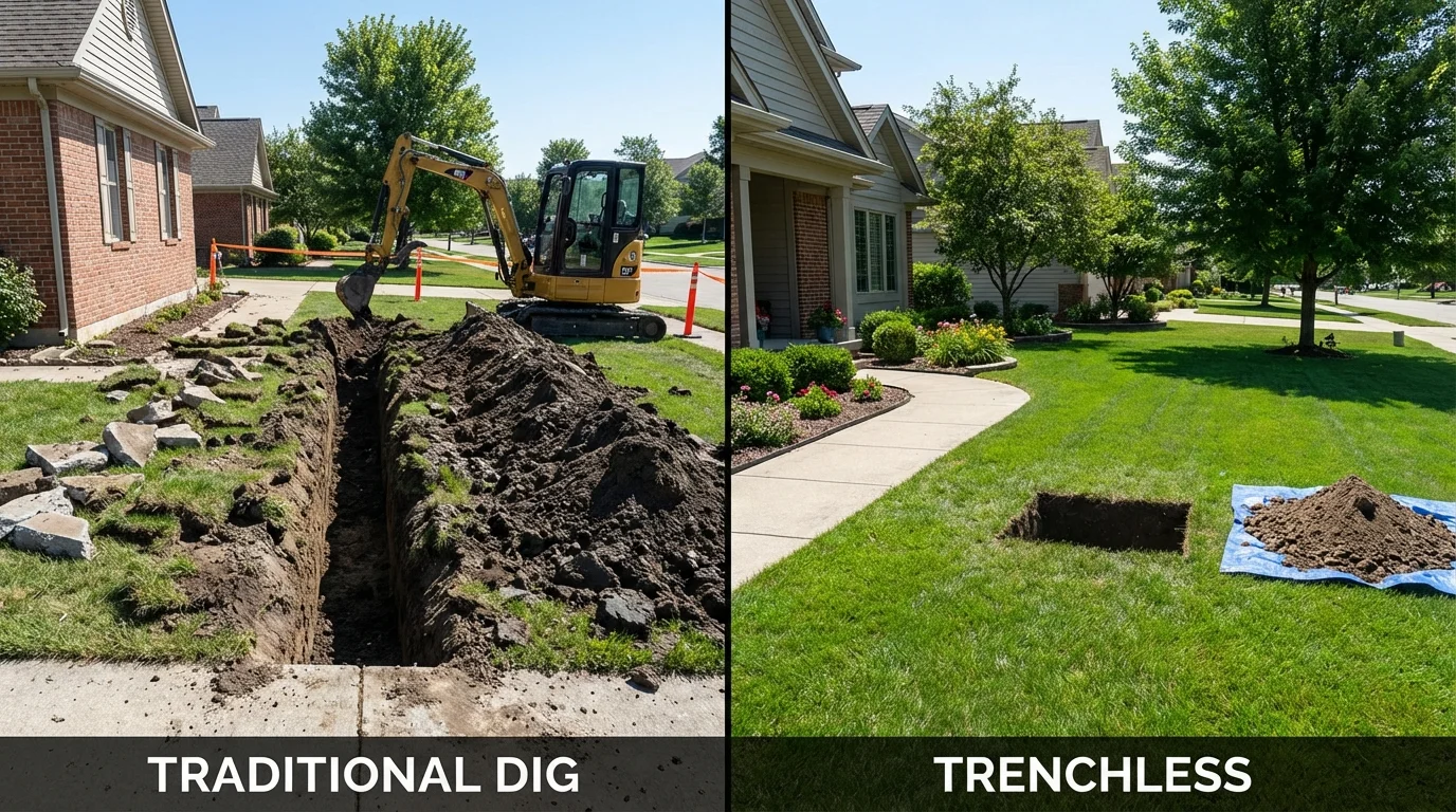 Trenchless sewer repair with minimal yard damage versus traditional excavation in Bay Minette, AL